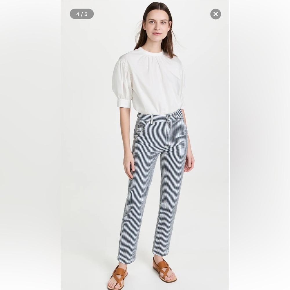 NWT Alex Mill Sullivan Railroad Stripe Straight Leg Cotton Pants